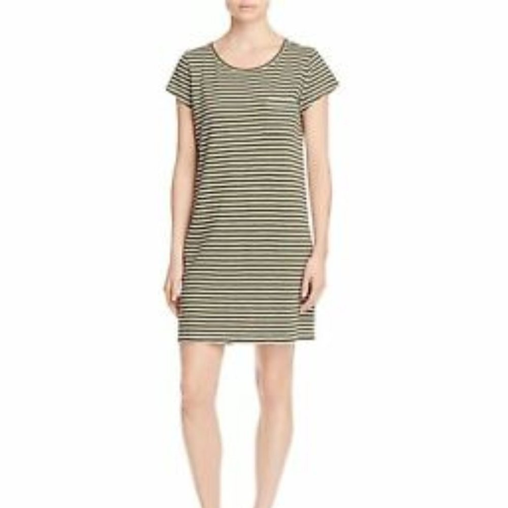 Joie Green White Striped Tee Shirt Dress Small